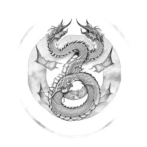 Minimalist Nordic Jormungandr Dragon Ouroboros