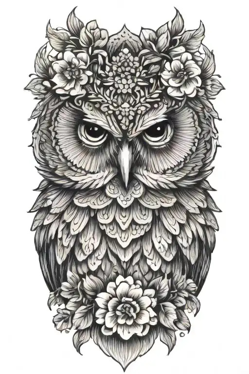 Owl Wearing Wildflower Crown