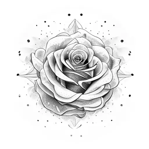 Round Tattoo Rose With Butterfly