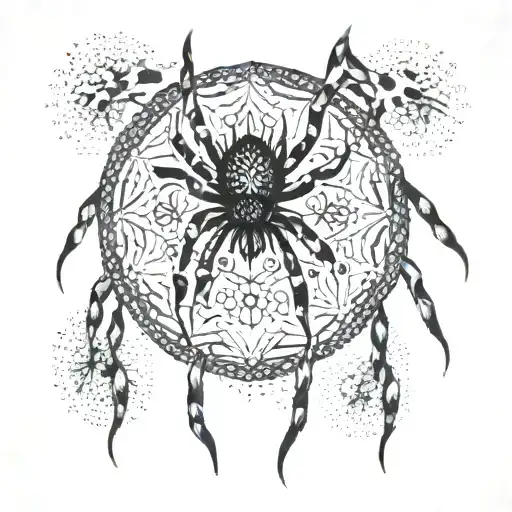 A Mandala Tattoo With Spider Hanging