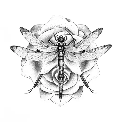 Fire Rose Symbol Dragonfly