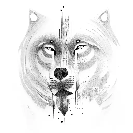 Full Hand Tattoo Of A Jungle With A Big Face Of A Calm Wolf At The Top