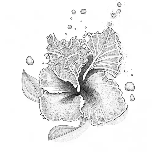 Waterfall Landscape With Hibiscus