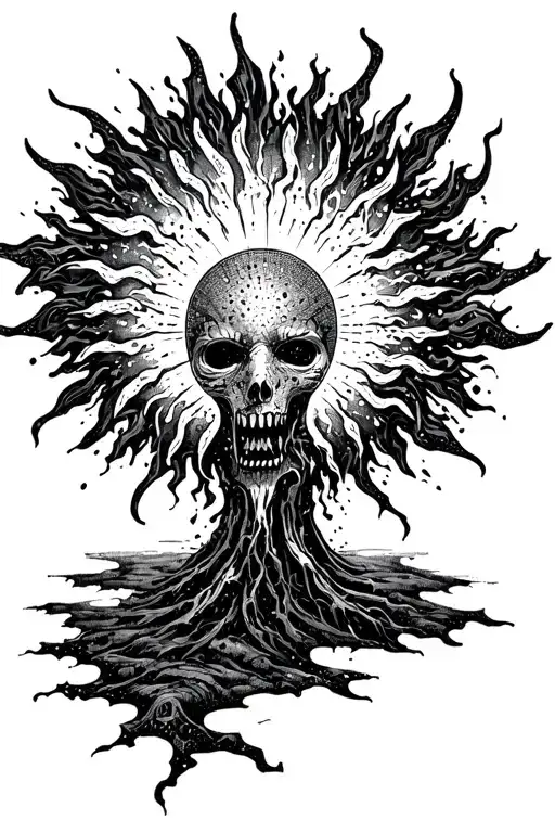 A Burning Sun Shattering Into Pieces