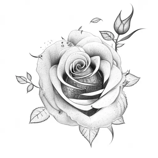 Rose With Leaves And Berries