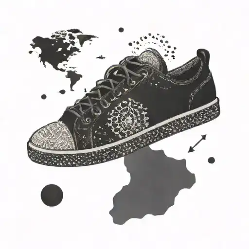 A Pair Of Stylish Shoes With Detailed Travel Landmarks As The Pattern