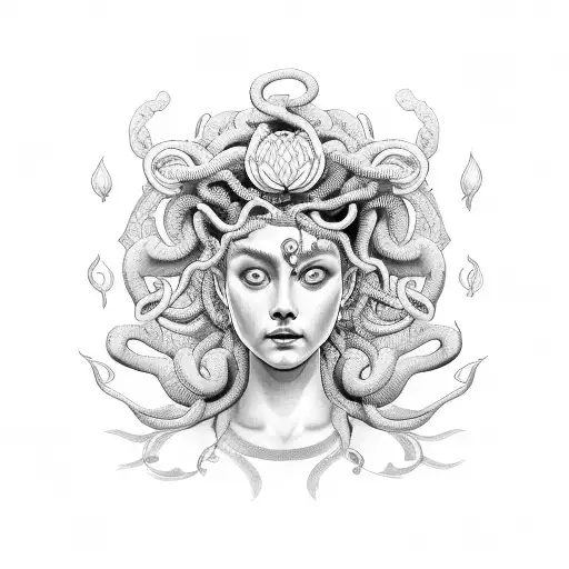 Medusa With Lotus Flowers