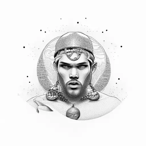 Gangster With Gold Chains And Holding Up The Weight Of The World