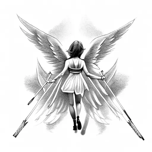 Angel Shot From Back With Arrows