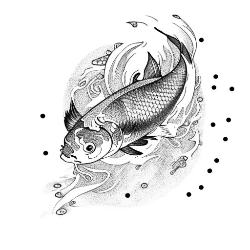 Koi Fish Swimming Towards The Sun