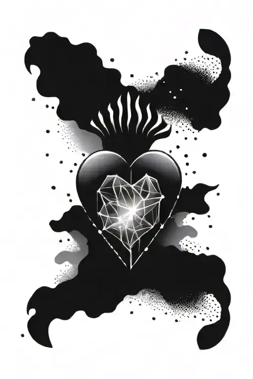 Crystals And Black Heart Intertwined