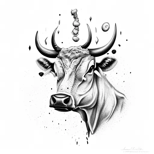 The Head Of An Angry Cow With Red Eyes And Steam Coming Out Of Its Nose