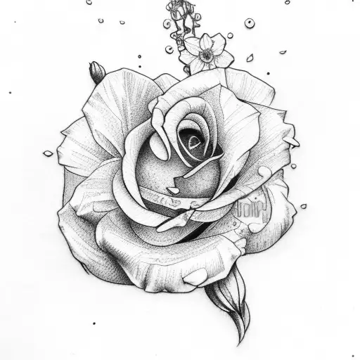 Small Rose Small Daffodil And Larkspur Bouquet