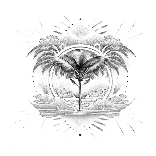 Airplane With Palm Tree Wave Heart