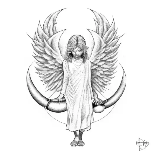 An Angel Holding A Basketball In One Hand And A Flaming Basketball Hoop In The Other