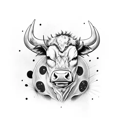 The Design Of The Head Of An Angry Cow With Red Eyes