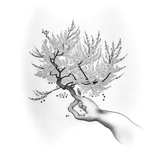 Cherry Blossom Tree Forearm Tattoo With Cherry Blossoms Falling From The Branches