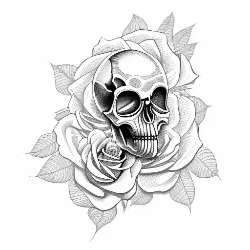 Guardian Angel Skull Rose