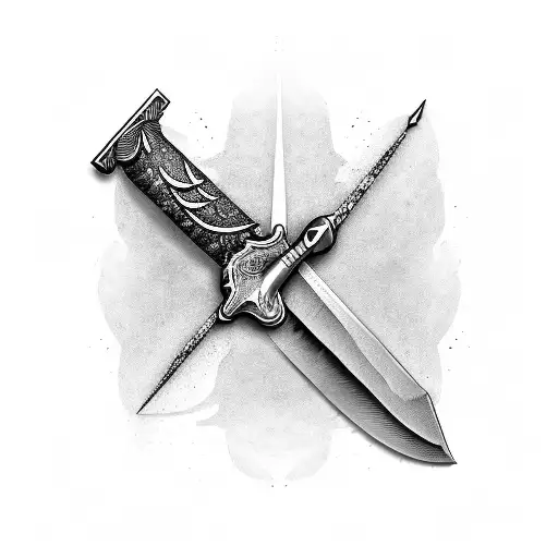 Military Knife With Banner