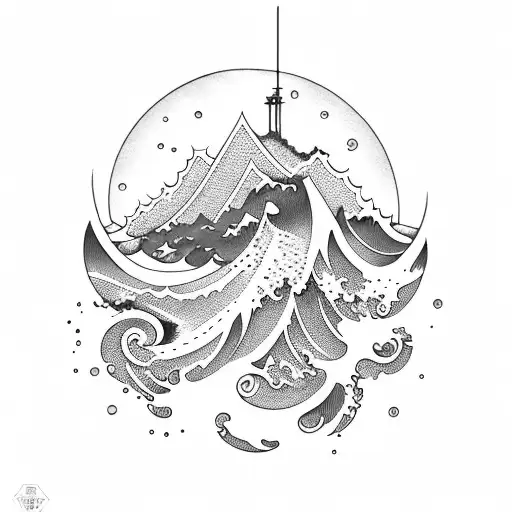 Ocean Wave And Moutain