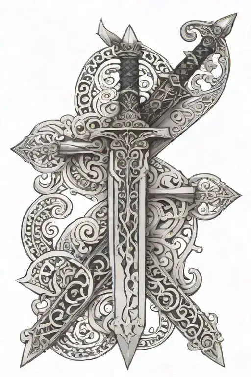 A Sword With Architectural Details And Motifs Inspired By Old Norse Designs