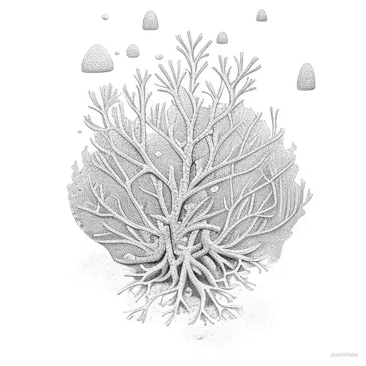 A Mystical Underwater Scene With A Tree Growing Coral Branches