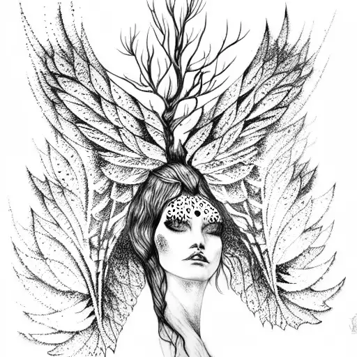 Tree Woman With Dramatic Wings