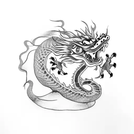 Chinese Dragon Wearing Straw Hat