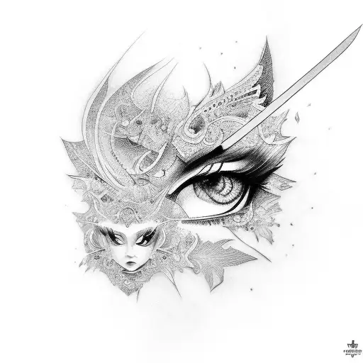 Blue Women Eyes In Katana