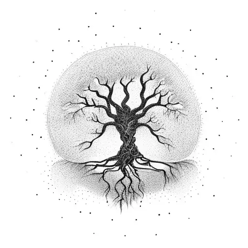 Tree Of Life With Intertwined Roots