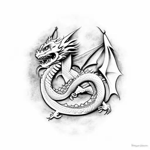 Dragon And Three People Riding It