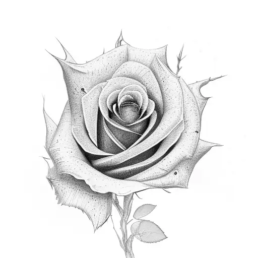 A Branch Of A Rose With Glazes Instead Of Leaves