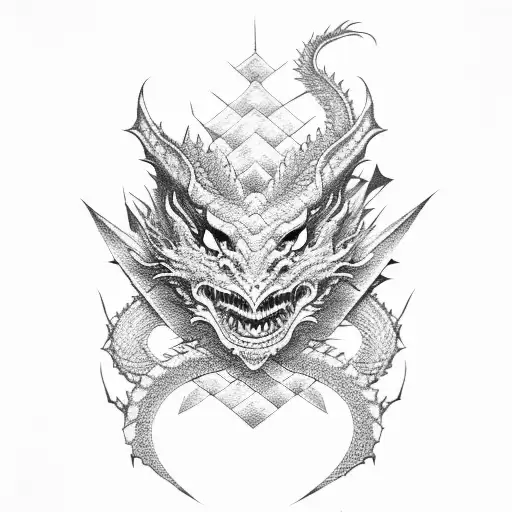 Dragon With Samurai And An Tree