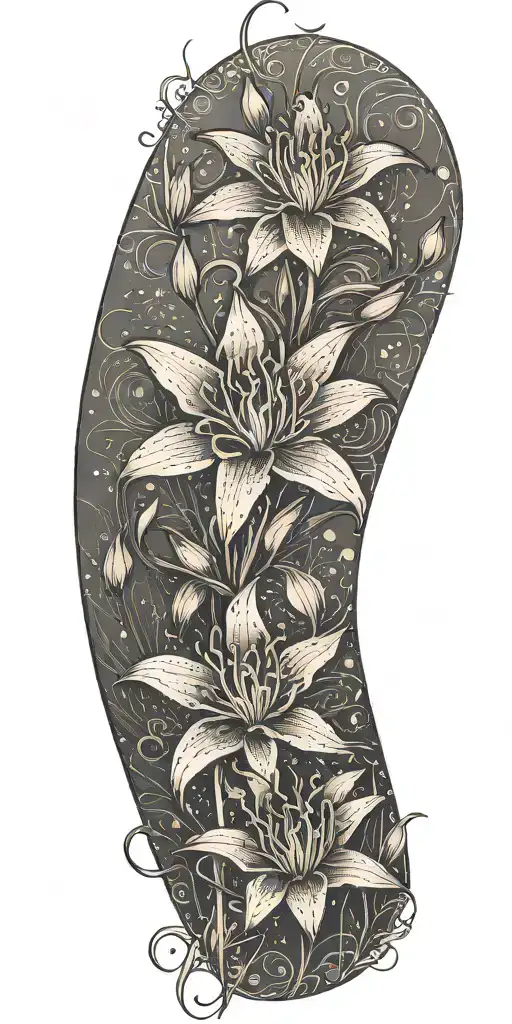 Spider Lily Flowers Blooming With Red Lotus Flower