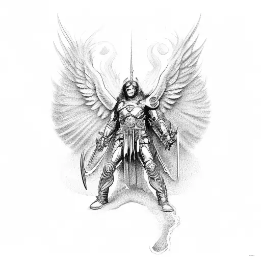 Archangel Michael Fights Demon