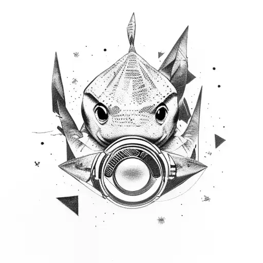 A Hip Hop Dancer With A Shark Head And A Boombox