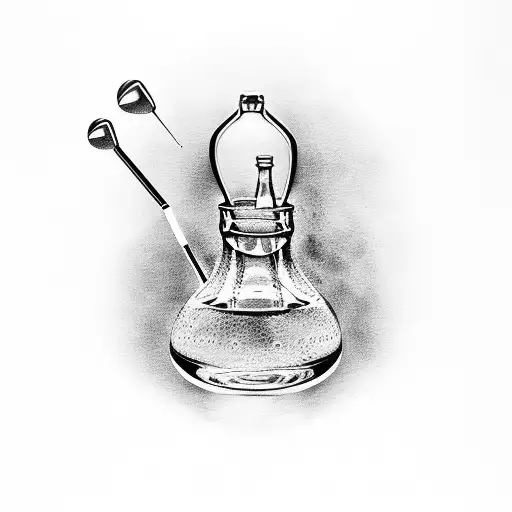 A Golf Club And Beer Bottle Crossed With Irish Symbols