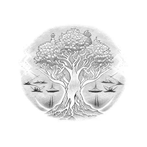 Family Tree On Beach