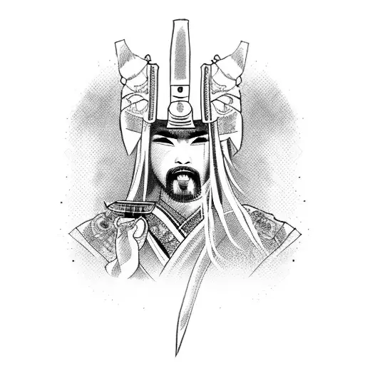 Pinup Samurai With Katana