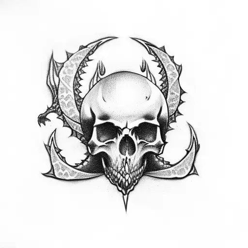 Bosnian Symbol With Dragon And Skull Around
