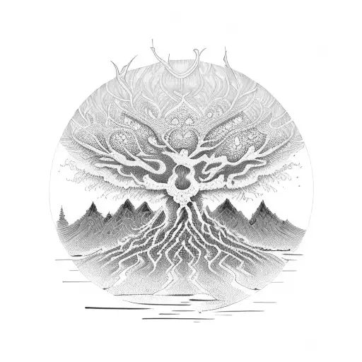 Fractal Sun Mountain Tree