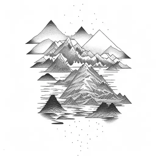 Mountain With A Lake And A Baseball