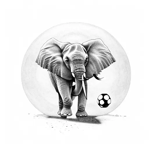 A Majestic Elephant Playing Soccer In A Nature-inspired Setting