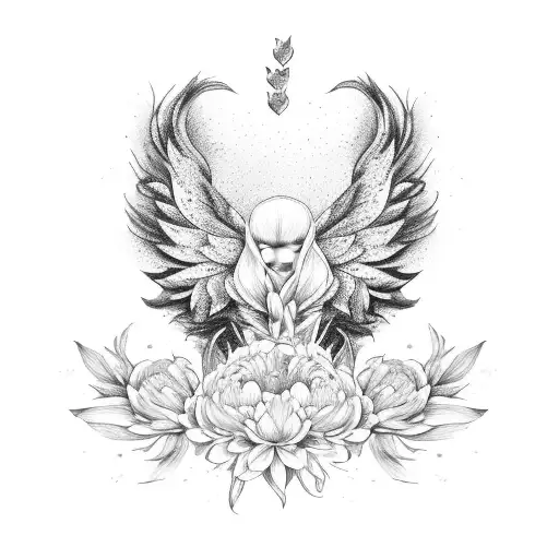 A Bouquet Of Peonies Arranged In The Shape Of Angel Wings