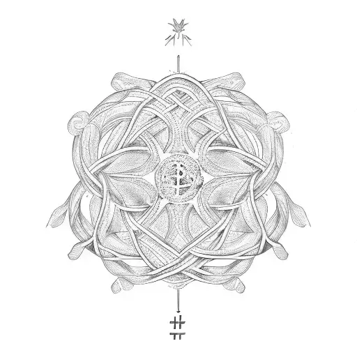 A Family Tree Intertwined With Geometric Patterns Representing The Bond Of Family