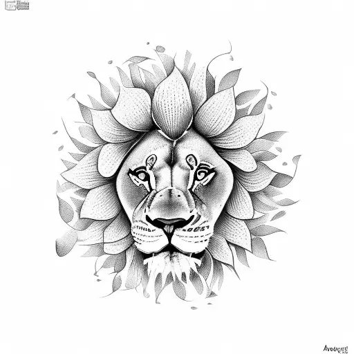 Lion Made Out Of Flowers
