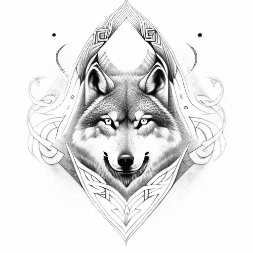 Nature Viking Runes Wolf