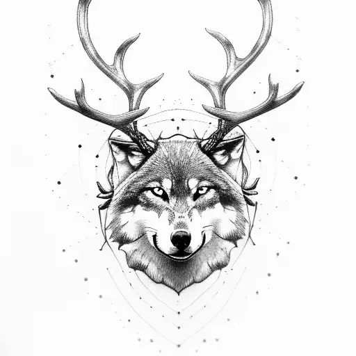 Wolf With Antlers