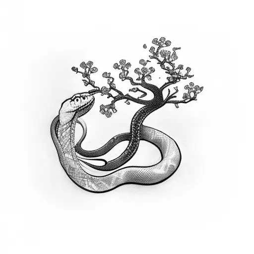 Snake With Sakura Tree
