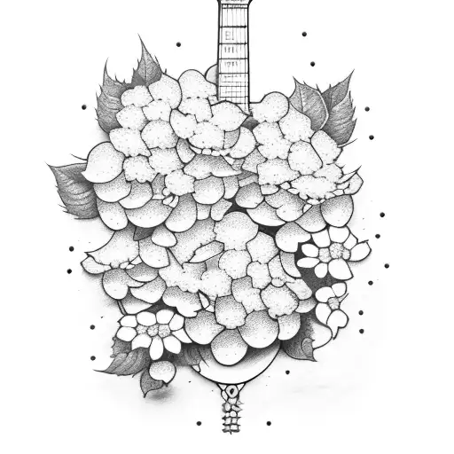 Guitar With Hydrangeas